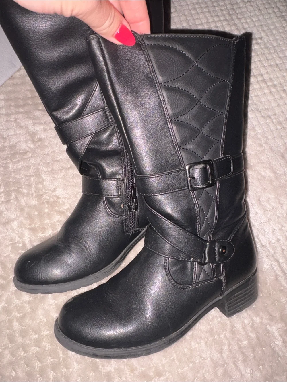 Classic Black Mid-Calf girls Boots - (Brand)